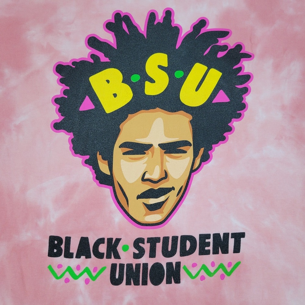 Cross Colours BSU‎ Black Student Union T-Shirt Mens Large L Pink Tie Dye Cotton